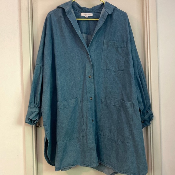 Athena Newton Denim Smock Top - Picture 3 of 17